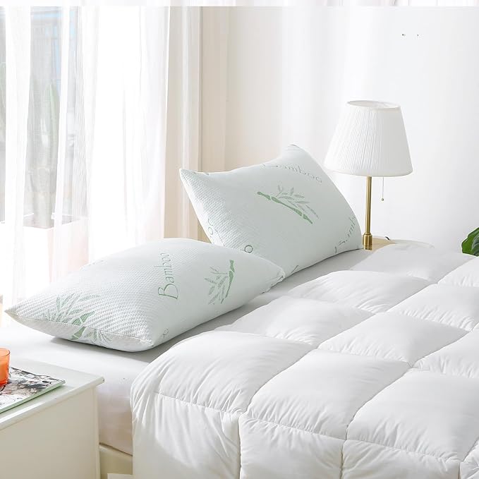 Shredded Memory Foam Pillows for Sleeping, Cooling Zippered Breathable Memory Foam Bed Pillow 2 Pack, Queen Size Firm Pillow Gel for Neck Support, Hotel Quality Bed Rest Pillow Set of 2