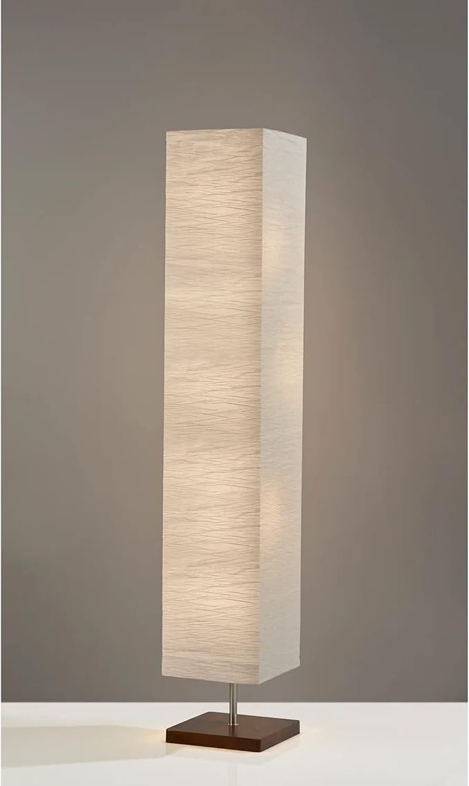 Adesso Three Light Floor Lamp – Natural Wood Base & Adjustable Brightness – Perfect Lighting for Bedroom, Living Room and Corner Decor, White