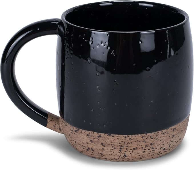 Elanze Designs Speckled Raw Bottom 17 ounce Ceramic Mug, Black