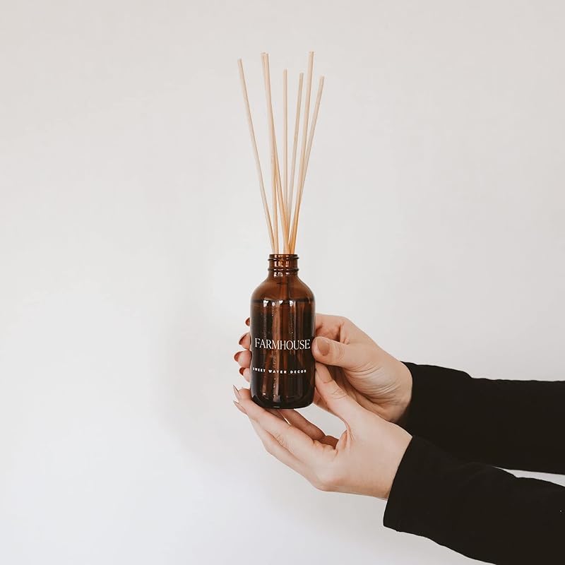 Sweet Water Decor Farmhouse Amber Reed Diffuser Set | Apple, Orange, Pumpkin, Fall Scented Reed Diffusers | Housewarming Gifts | Air Fresheners | Autumn Scents | Aromatherapy