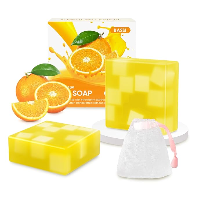 2 PCS Yoni Soap Bars Feminine Wash, 100% Natural Organic Yoni Bar Soap for Women Ph Balance Yoni Wash Eliminates Odor Moisturizing Yoni Care Soap with Foaming Net, Orange Yoni Soap 3.53 OZ