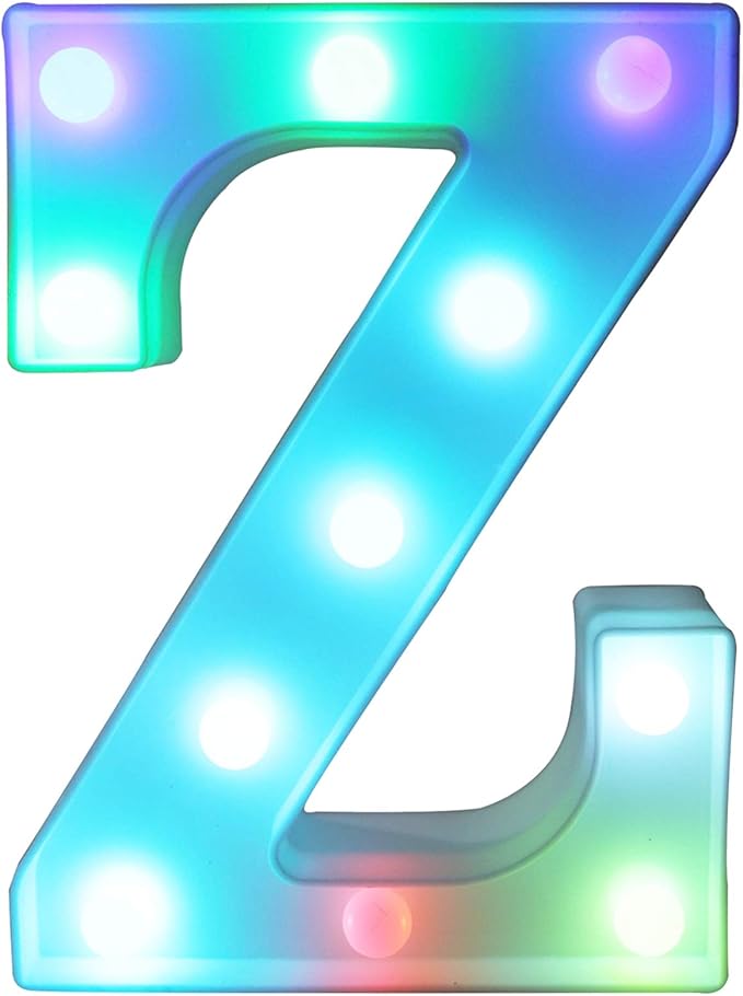 Pooqla Colorful LED Marquee Letter Lights with Remote – Light Up Marquee Signs – Party Bar Letters with Lights Decorations for The Home - Multicolor Z