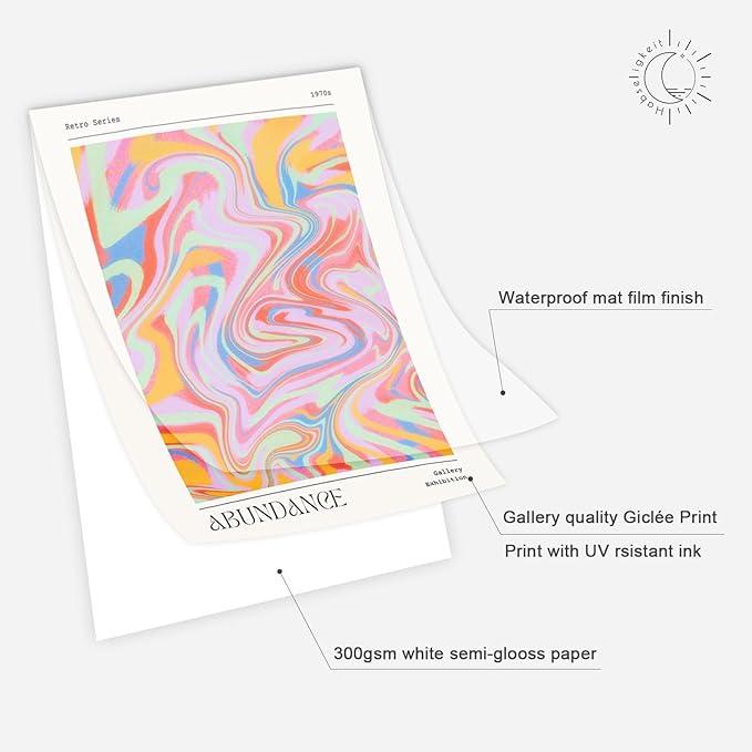 Habseligkeit Pink Wall Art Prints, Abstract Gradient Wall Posters, Buttefly Wall Art, Pink Room Decor for Aesthetic Bedroom 8x10inch, Unframed