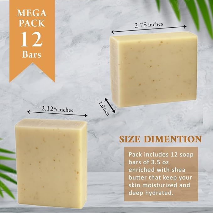 Almond Scented Natural Soap Bars (5 Bars), 3.5oz Moisturizing French Triple Milled Soap Bars Enriched with Shea Butter - Pure Plant Oil Bath & Body