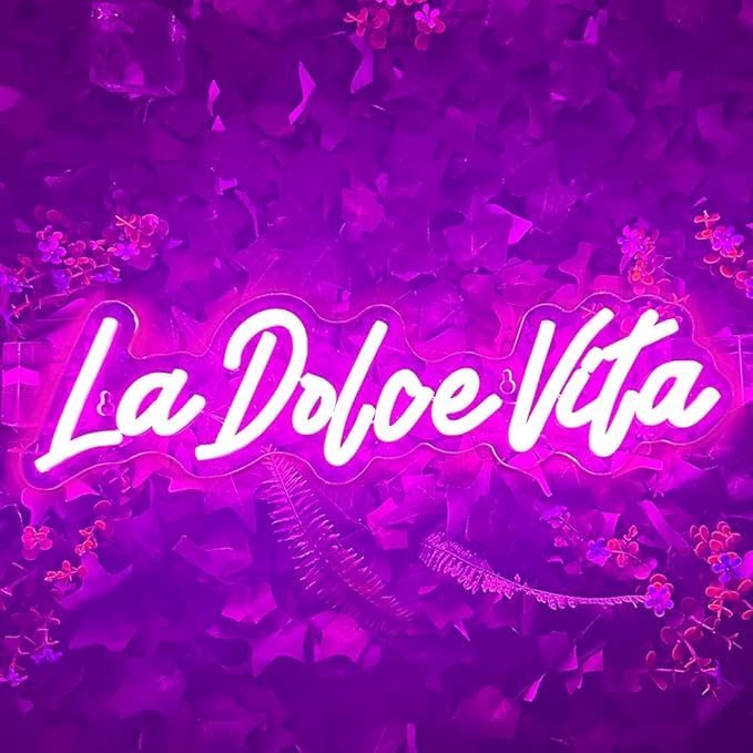 La Dolce Vita Neon Signs for Wall Decor Personalised Neon Lights Sign for Wedding Party Birthday Gift Neon Signs, Beautiful LED Neon Lights for Home Decor Girls Room