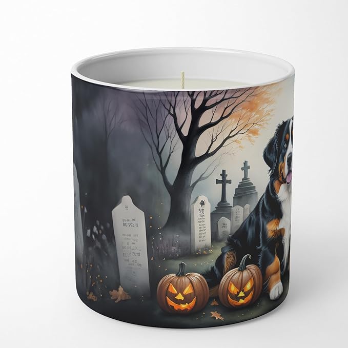 Caroline's Treasures DAC2014CDL Bernese Mountain Dog Spooky Halloween Decorative Soy Candle Nature Soy Wax Essential Oil Home Decor Ideal for Bedroom Kitchen Bath Office Gift, 10 oz