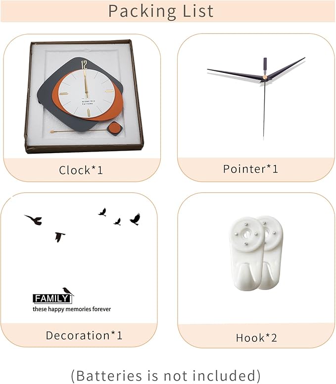 FLEBLE Large Wall Clocks for Living Room Decor Big Modern Decortive Wall Clock with Pendulum Battery Operated for Home Bedroom Office Kitchen 20 inch Unique Wood Hanging Clock Silent Non-Ticking
