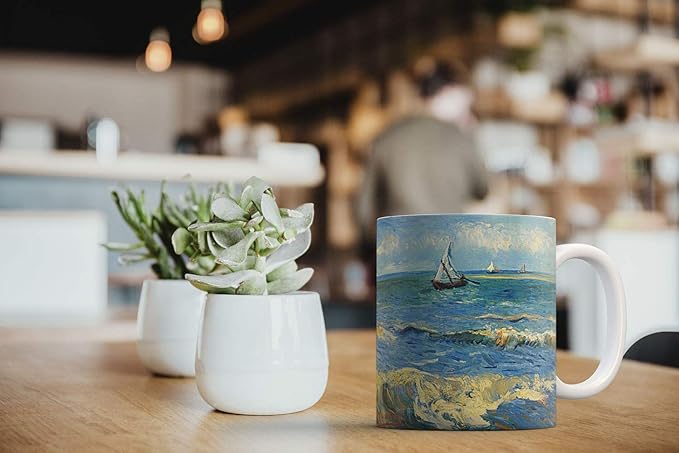 MUGBREW Classic Art Seascape Near Les Saintes Maries De La Mer Vincent Van Gogh Ceramic Coffee Mug Tea Cup, 11 OZ