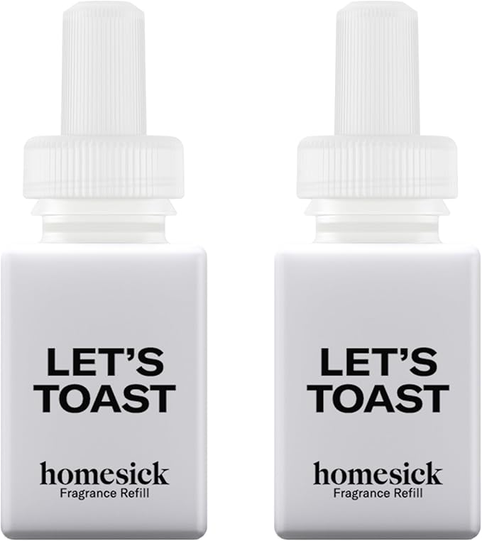 Pura & Homesick Home Scent Refill - Smart Clean Air Diffuser Fragrance - Up to 120-Hours of Luxury Fragrance per Refill - Household Essential - 2 Pack, Let's Toast