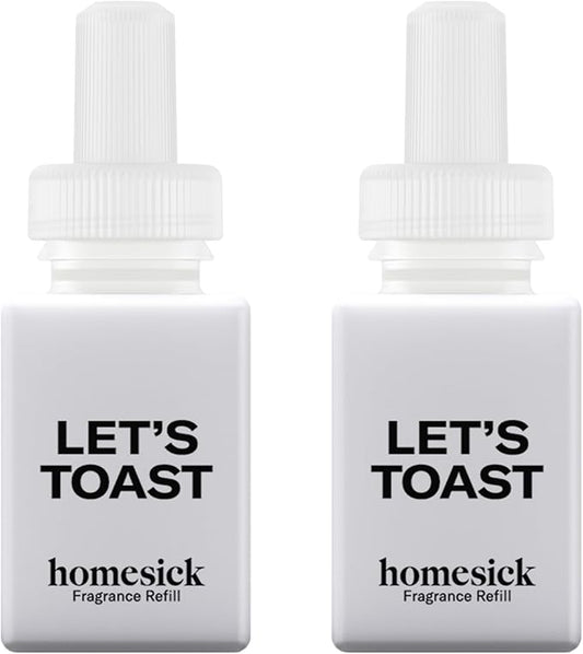 Pura & Homesick Home Scent Refill - Smart Clean Air Diffuser Fragrance - Up to 120-Hours of Luxury Fragrance per Refill - Household Essential - 2 Pack, Let's Toast