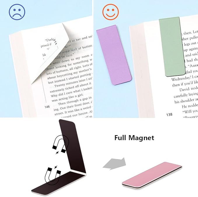 UpUDo 12 Pack Magnetic Bookmark, Book Marker Clip for Teachers, Students, Book Lovers, Printing on 2 Side