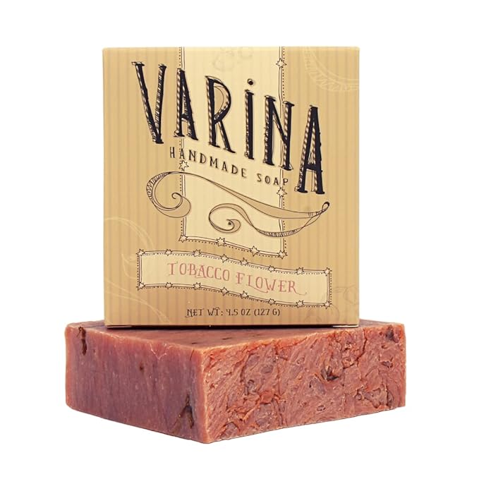 Varina Natural Tobacco Flower Bar Soap - Gentle Cleansing for Sensitive Skin, Earthy Scents - 3 Pack
