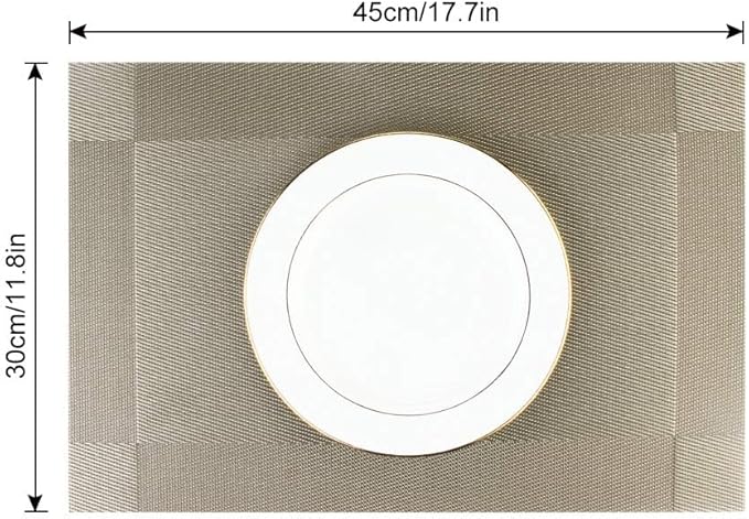 DACHUI Placemats, Heat-Resistant Placemats Stain Resistant Anti-Skid Washable PVC Table Mats Woven Vinyl (8pcs, Coffee-Cross)