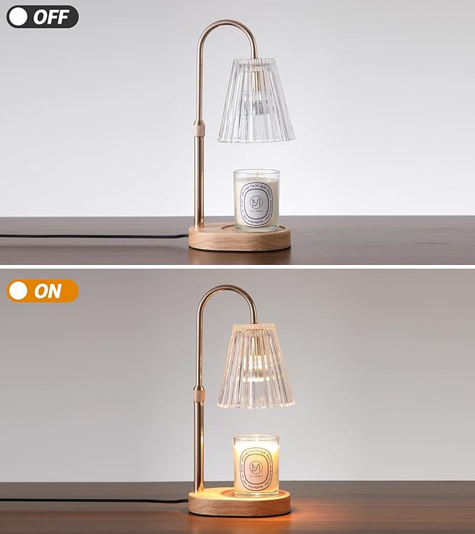 Candle Warmer Lamp WithTimer and Dimmer,Fragrance Electric Wax Melt Warmer with 2 Bulbs,Scented Jar Lamp,Mother's Day/Birthday/Christmas Gifts for Mom/Wife,Home Decor,Adjustable Height