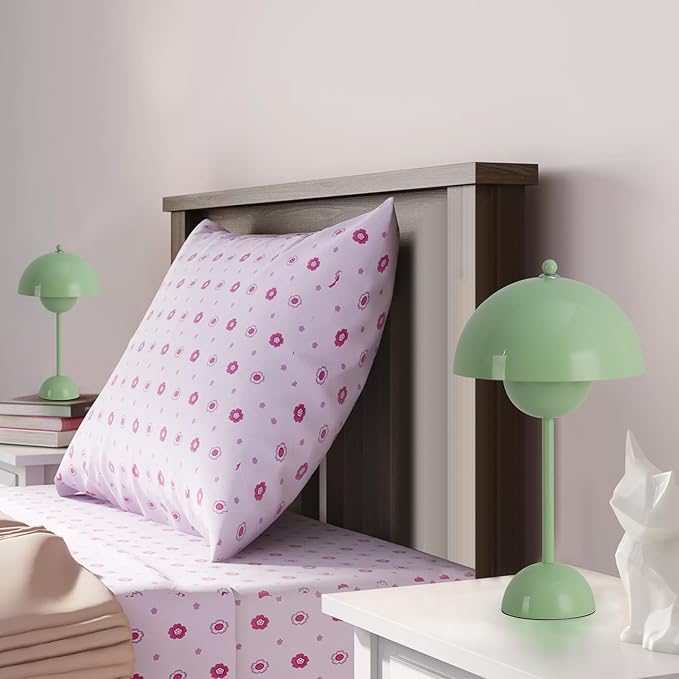 COSYLUX Modern Small Table Lamp for Bedroom, Cute Dome Shade Reflecting Light Reading Lamp for Living Room, Kid's Room, Study, Office, Beside Bedside Nightstand Desk Lamp(Pastel Green)