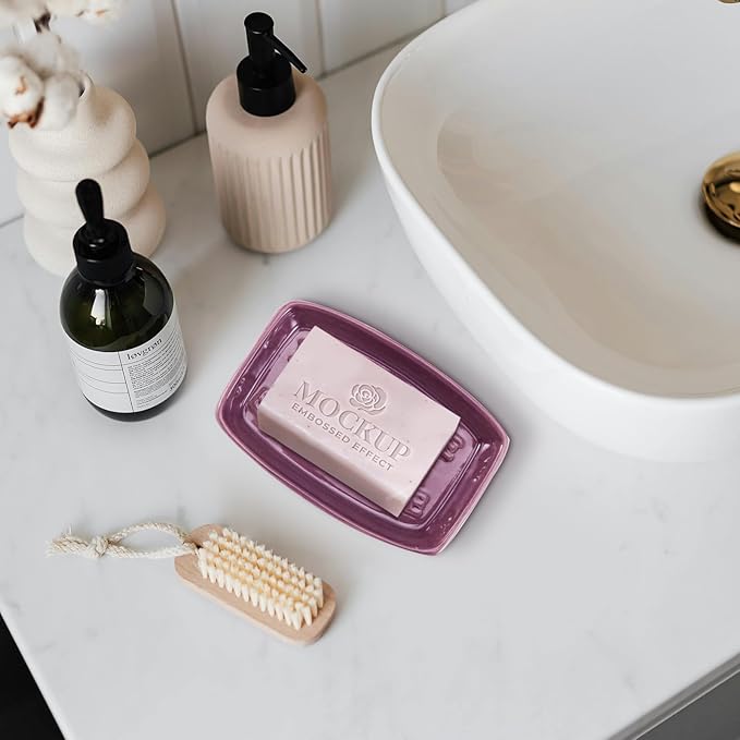 Ceramic Soap Dish, Soap Dish for Shower, Vintage Colorful Soap Holder, Soap Holder with Drain Soap Tray for Bathroom, Shower, and Vanity,Keep Soap Bars Dry