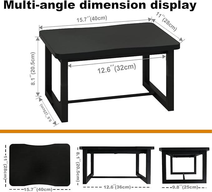 Wooden Step Stool with 500 Pounds, Wide Bed Step Stool for Adults,Black Wood Step Stool for Kitchen, Bedroom, Living Room, Bathroom