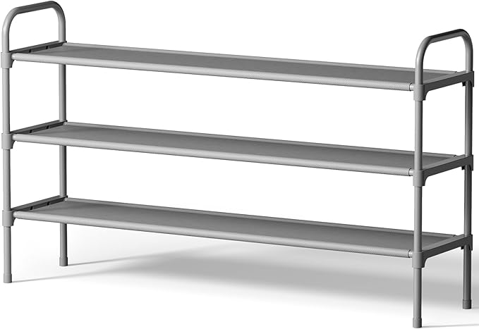 Kitsure Extra-Long Shoe Rack for Closet, Shoe Organizer for Front Door Entrance, Stackable Shoe Shelf, Detachable Closet Organizers and Storage, Grey, 39.0" x 11.8" x 23.2"