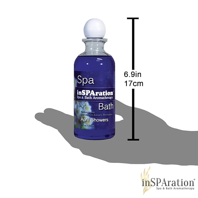 inSPAration Spa and Bath Aromatherapy 111X Spa Liquid, 9-Ounce, April Showers , Purple