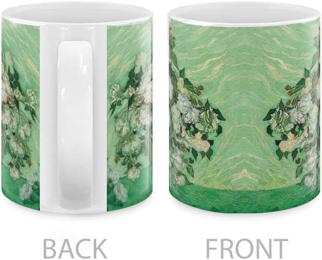 MUGBREW Classic Art Vase With Pink Roses By Vincent Van Gogh Ceramic Coffee Mug Tea Cup, 11 OZ