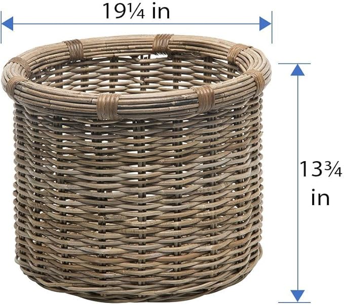 KOUBOO Rattan Kobo Round Log & Storage Basket, Gray-Brown