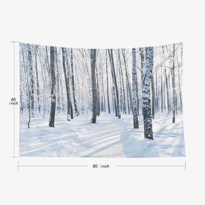 EMMTEEY Winter Birch Tapestry, 80X60 Wall Art for Bedroom, Dorm, Living Room