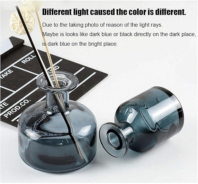1PCS Glass Diffuser Bottle Aromatherapy Jar Container Fragrance Essential Oil Reed Diffusers Bottle for DIY Replacement Reed Diffuser Sticks Set Home Fragrance Accessories (Dark Blue)