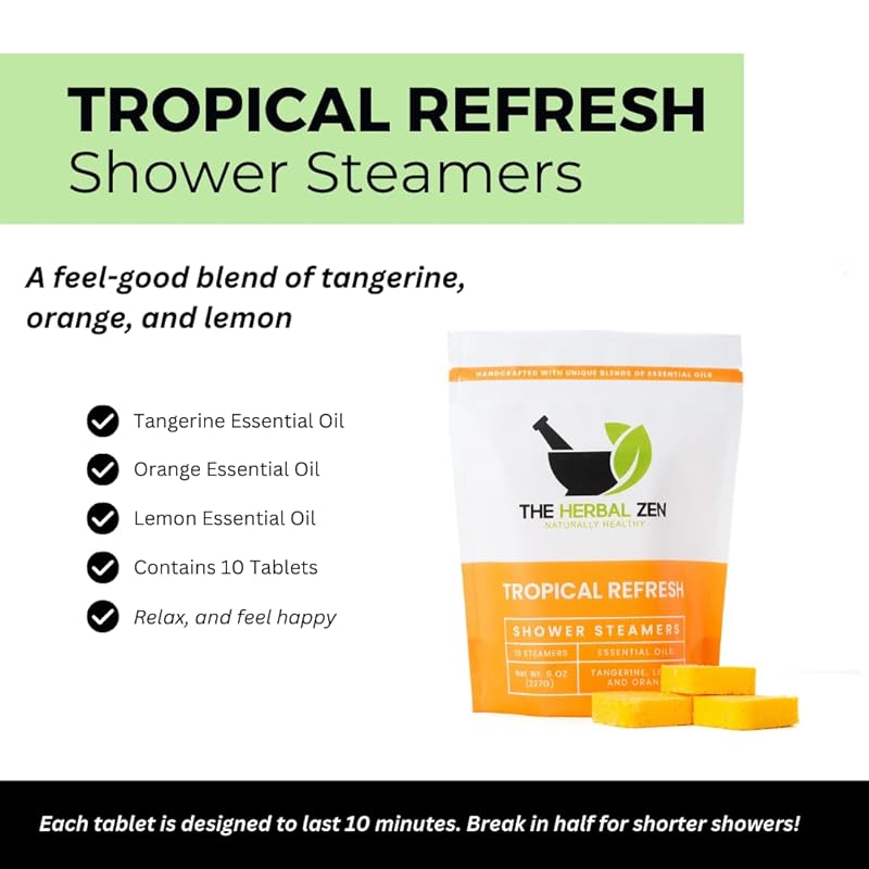 Tropical Refresh Shower Steamers Aromatherapy with Citrus Essential Oils,Made in the USA Shower Bomb Aromatherapy, Self Care Gift, Spa Day Gifts, Birthday Gifts, Gift for Her