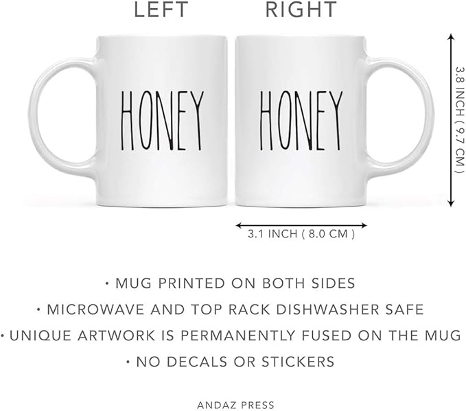 Andaz Press Rustic Farmhouse Kitchen Decor 11oz. Ceramic Coffee Tea Mug Gift, Honey, 1-Pack, Includes Gift Box, Minimalist Birthday Christmas Idea
