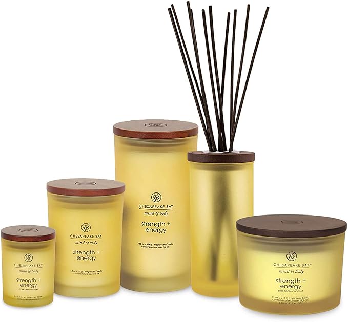 Chesapeake Bay Candle Scented Candle, Strength + Energy (Pineapple Coconut), Medium Jar