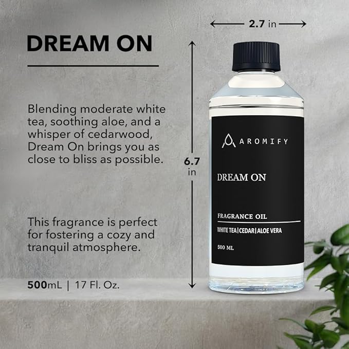 Dream On Fragrance Oil 16.9 FL Oz (500 mL), Inspired by Westin Hotels, Scent Diffuser Oil with White Tea, Aloe Vera & Cedarwood, Diffuser Oil for Home, Spa & Office, Pure Aroma Ingredients