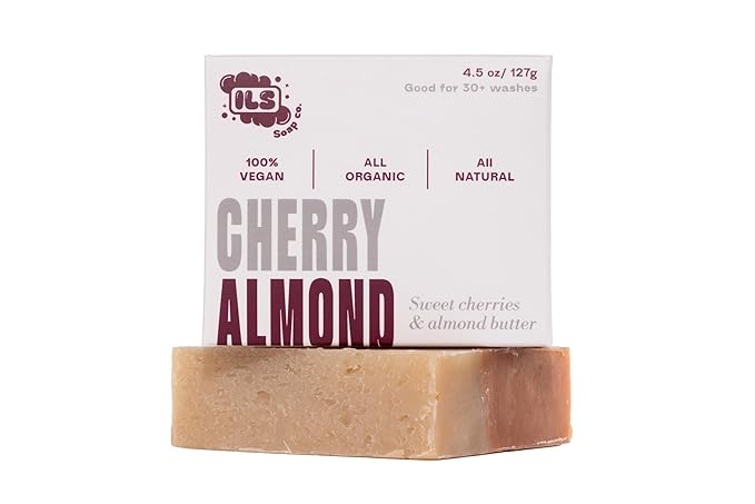 Cherry Almond - Made in USA - All Natural Bath Soaps for All Skin Types - Plant Based, Cold Process and Handmade