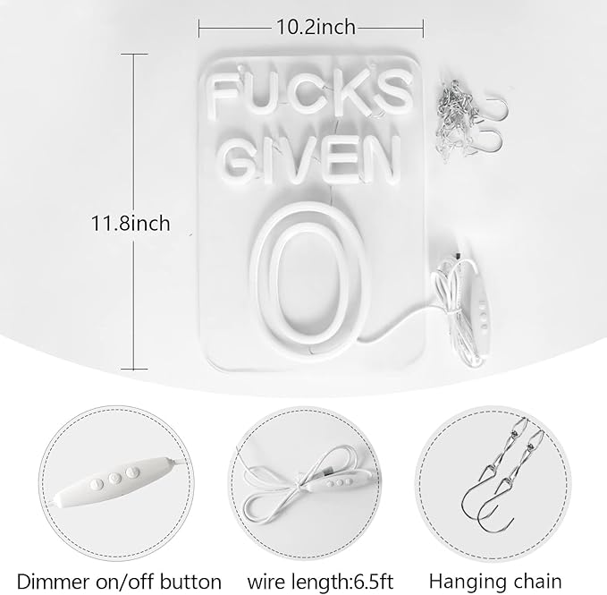 JFLLamp Zero Funks Given Neon Signs for Wall Decor Neon Lights for Bedroom Led Signs Suitable for Man Cave Living Room Taverns Bar Unique Gift for Lover, 5V USB Power 10.5 * 12Inch (Blue+White)