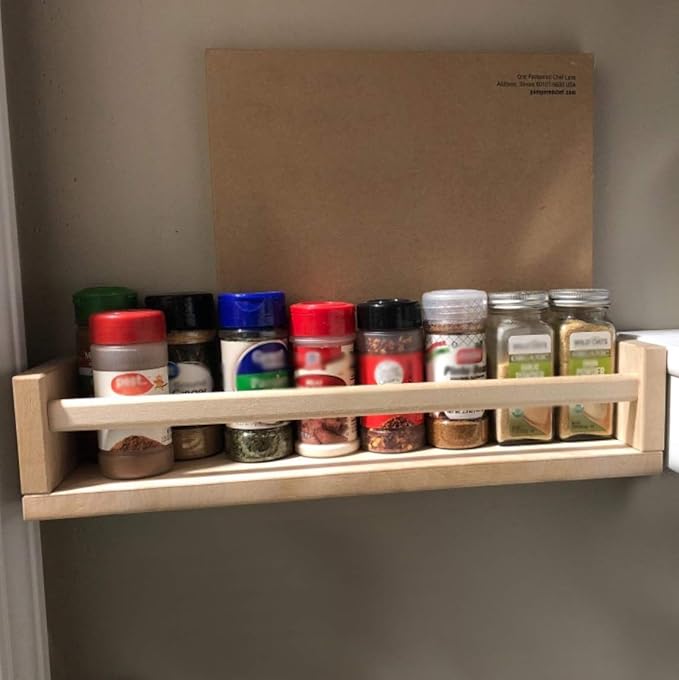 Gneric Wood Wall Mount Nursery Bookshelf, 1 Pack White Floating Book Shelves Photos CDs Shelf for Kid's Room, Floating Wooden Spice Wall Mounted Rack for Kitchen