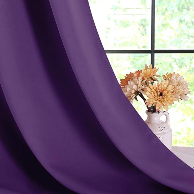 NICETOWN Room Darkening Draperies Window Curtain Panels, Royal Purple, 2 Panels, W60 x L84 -inch, Thermal Insulated Grommet Room Darkening Curtains for Bedroom