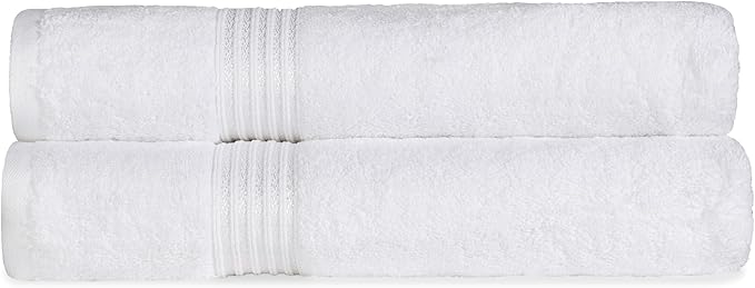 Superior Egyptian Cotton 2-Piece Bath Sheet Towel Set, Oversized Body Towels for Adults and Kids, Large Towel for Bath, Shower, Guest Bathroom, Spa, Gym, Resort, Essentials, Airbnb, White