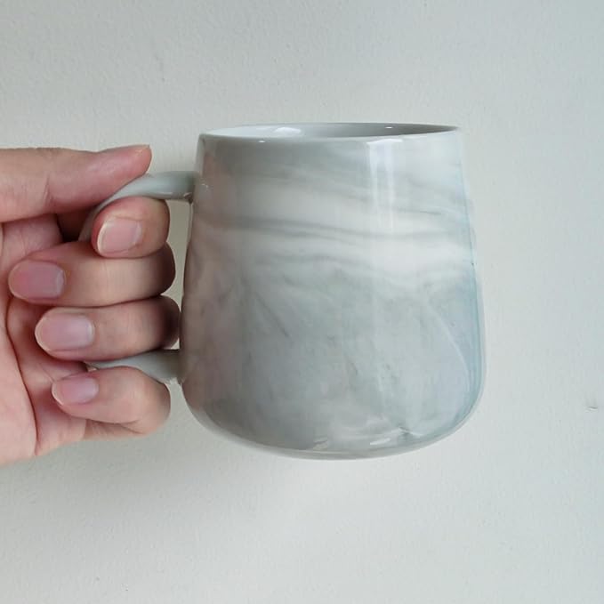 Ceramic Coffee Mug, Gray Marble Pattern Coffee Cups 12 Oz, Aesthetic Stoneware Cups, Coffee Mugs For Men, Dishwasher Safe, Microwave Safe