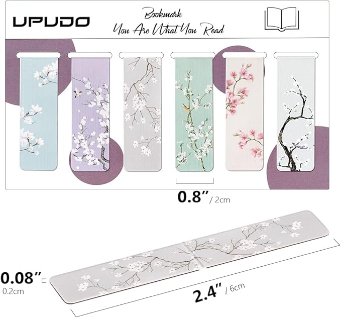 UpUDo 12 Pack Magnetic Bookmark, Book Marker Clip for Teachers, Students, Book Lovers, Printing on 2 Side