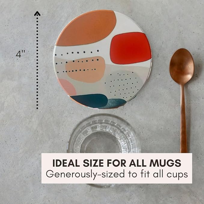 Ceramic Absorbent Coasters Set of 6 with Holder, Marble Drink Coasters for Coffee Table, Water Absorbing Coaster (Nordic)