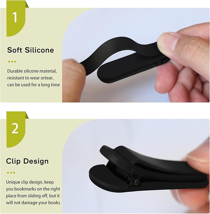 SMUK 4pcs Automatic Silicone Bookmarks for Book Lovers, Unique Book Page Markers for Reading Women Men, Creative Book Page Keeper Book Mark Book Reading Accessories