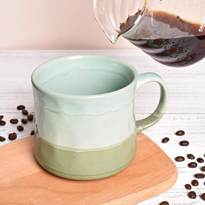Bosmarlin Large Ceramic Coffee Mug, Big Tea Cup, 7 Colors to Choose, 21 Oz, Dishwasher and Microwave Safe, 1 PCS (Green)