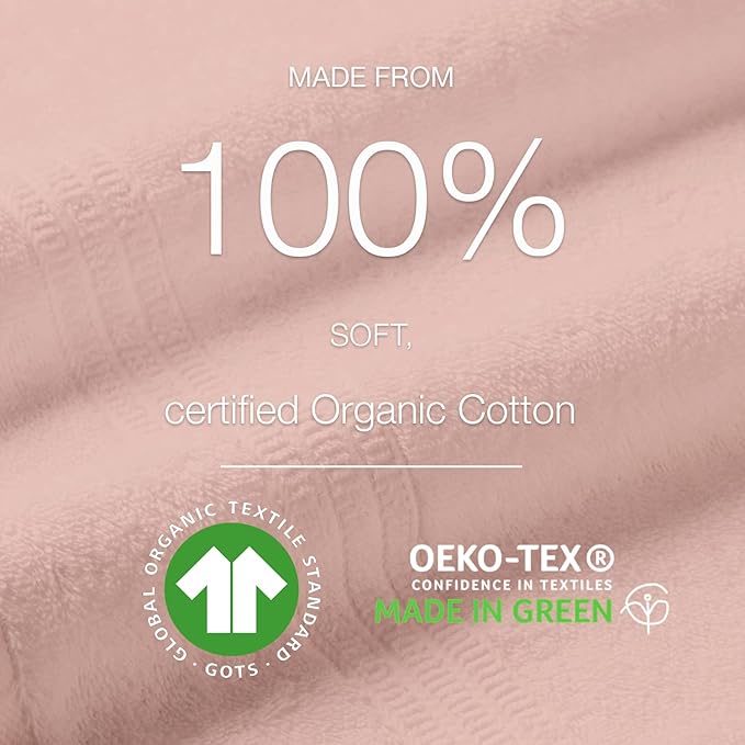 HOMELOVER 4 Piece Towel Set - 100% Organic Cotton 2 Bath Towels & 2 Hand Towels - 500 GSM, Hotel Quality, Soft, Highly Absorbent & Quick Drying Wash Towels for Kitchen & Bathroom (Seashell Pink)