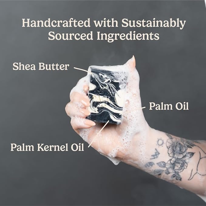 Pacha Bar Soap 3 Pack | Premium, Handcrafted, Hydrating | Natural Face Wash, Hand Cleanser, Body Wash | Soothing Essential Oils, 4 oz (Charcoal)