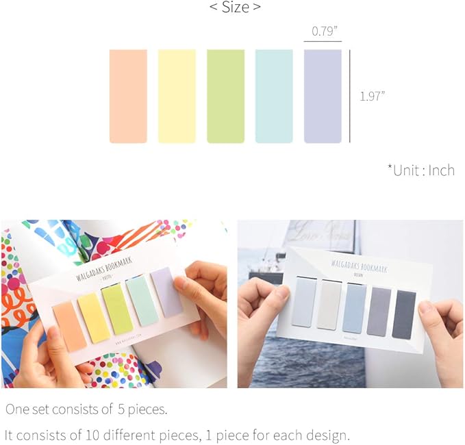 Monolike Magnetic Bookmarks Pastel + Ocean, 10 Pieces