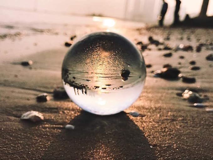 Crystal Ball Glass Globe Decor - Crystal Sphere with Stand & Gift Box, Clear Decorative Crystal Globe, 3D Crystal Ball for Home Decor Photography, Gazing Divination Fengshui Meditation, 3 inch/80mm