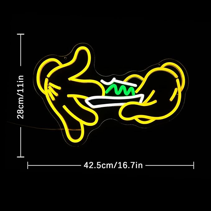 Holding Neon Sign for Wall Decor Glove Neon Light Green Leaf LED Neon Sign for Bedroom Living Room Shop Mall Supermarket Bar Man Cave Decoration(16.7"*11")