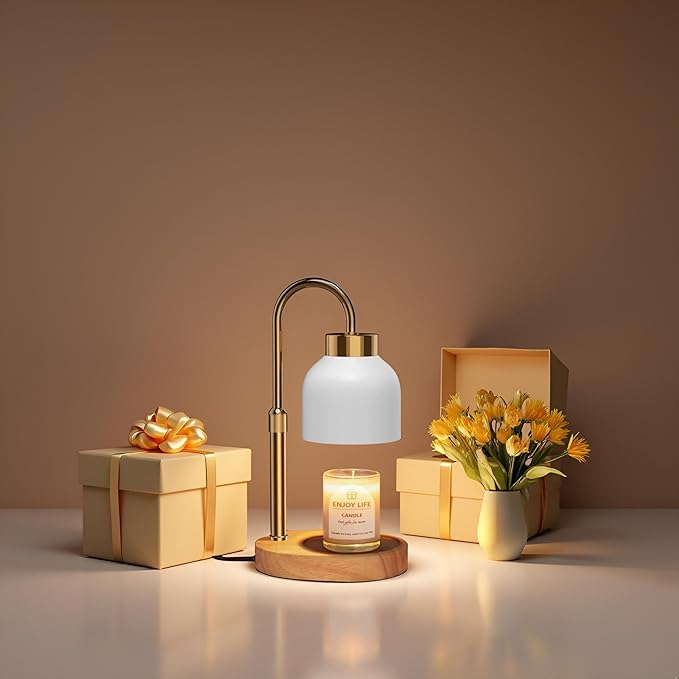 Candle Warmer Lamp with 2 Bulbs, Candle Warmer with Dimmer Adjustable Height,Mothers Day Gifts,Electric Wax Warmer Vintage Home Decor,2/4/8H Timer,Wax Melt Warmer for Scented Jar Candles