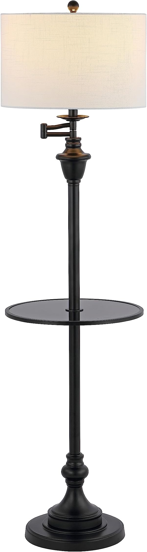 JONATHAN Y JYL3055D Cora 60" Metal/Glass LED Side Table and Floor Lamp, Contemporary,Transitional for Bedroom, Living Room, Office, Kids Room, College Dorm, Bookcase, LED Bulb Included, Black