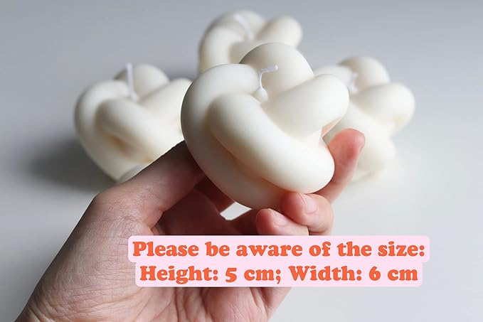 Knot Candle, Set of 2, All Natural Premium Soy and Palm Wax, Shaped Candles, Trendy Room Decor, Aesthetic Candles, French Vanilla, Danish Pastel Room Decor, Gift for Her (White+White)