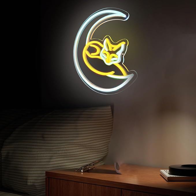 Fox Neon Sign, Neon Sign for Wall Décor, Animal Neon Lights LED Sign Dimmable Fox Light Up Signs for Wall Decor Bedroom Kids Room Neon Wall Art Fox Decor Gifts
